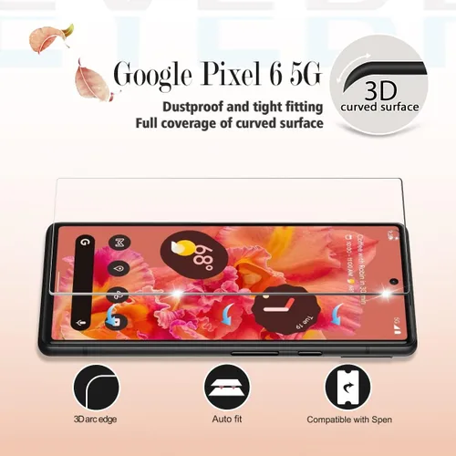 Vista 3 de Protector de pantalla para Google Pixel 6 5G + protectores de lente de cámara, [2+2 unidades] Protector de pantalla de vidrio templado de cobertura