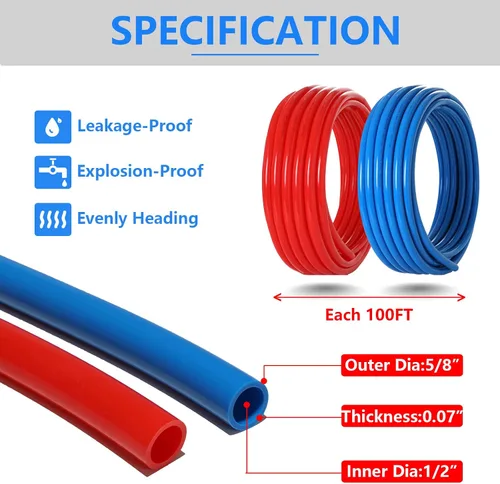 Vista 2 de Tubo PEX-B, 1/2 "2 x100FT Longitud PEX Tubos de Tubería con Cortador de Tubos