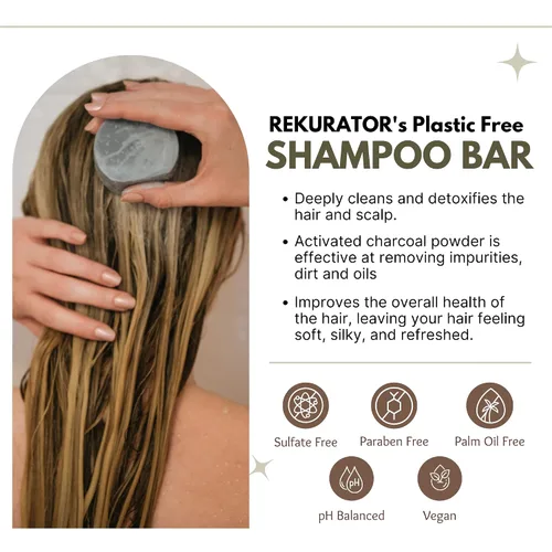 Vista 3 de rE: REKURATOR Barra de champú desintoxicante, champú sólido ecológico para el cuidado del cabello para cabello brillante y limpio, pH equilibrado