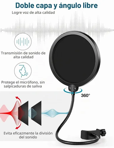 Vista 6 de InnoGear Soporte de micrófono, juego de soporte de micrófono ajustable para Blue Yeti Nano Suspension Boom Soporte de brazo de tijera con tornillo