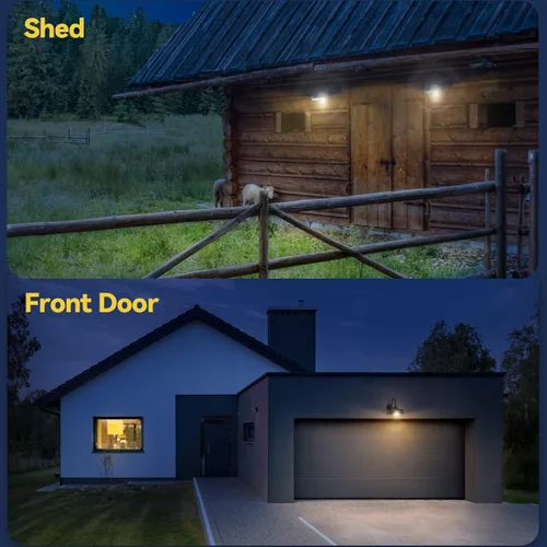 Vista 5 de APONUO Luz solar de granero con 3 modos de iluminación, luces solares de pared para exteriores, sensor de movimiento para exteriores, impermeable