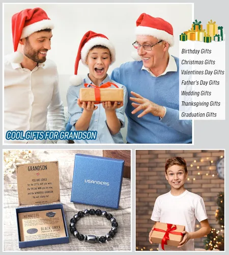 Vista 6 de Pulseras hechas a mano para hombres, regalos geniales para él, novio, marido, papá, hijo, abuelo, nieto, hermano, relleno de calcetines de Navidad
