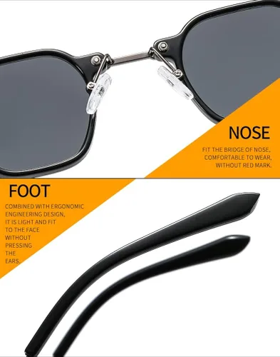 Vista 6 de ZLJSHIHOI Gafas de sol punk cuadradas con marco pequeño estilo hip-hop 43EU10US