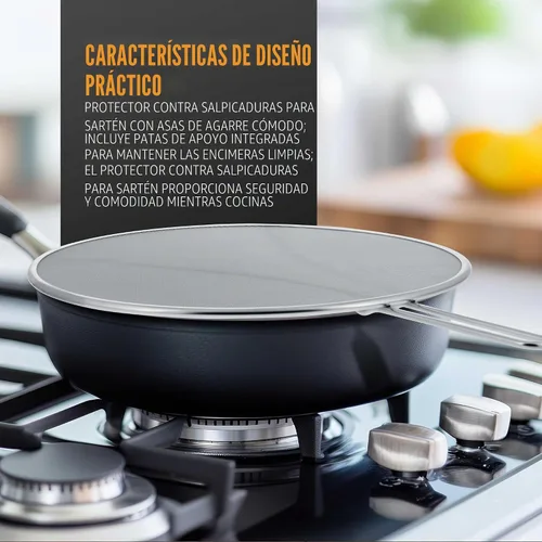 Vista 4 de U.S. Kitchen Supply - Protector contra salpicaduras de acero inoxidable de 13" de malla fina, para grasa y aceite, pantalla antisalpicaduras