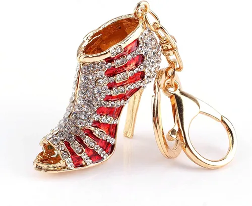 Vista 3 de Llavero de tacón alto de Health Gear, precioso llavero de cristal para zapatos, nuevo zapato de cristal colgante de diamantes de imitación llavero