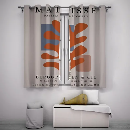 Vista 2 de Cortinas opacas de Matisse con diseño abstracto, moderno, bohemio, aislantes térmicos, para ventana, para dormitorio, sala de estar, 2 paneles, 2