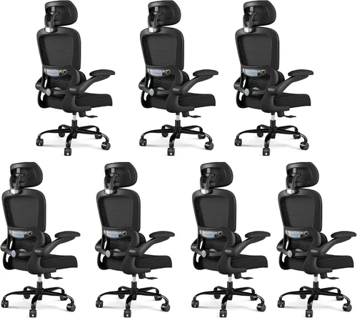 Vista 33 de TRALT - Silla de oficina ergonómica con soporte lumbar, color beige, 1