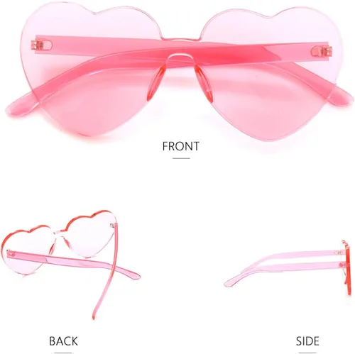 Vista 6 de Gafas de sol OLINOWL en forma de corazón de gran tamaño sin montura de una pieza para mujer