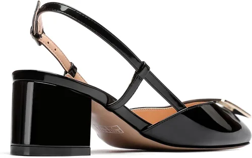 Vista 5 de WAYDERNS Zapatos de vestir para mujer con punta cuadrada y hebilla rectangular de metal, con espalda abierta, gruesos y de tacón bajo, de 2