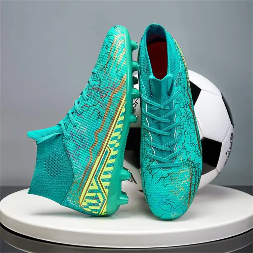 Vista 2 de Botas de fútbol para hombre Spikes High Top Unisex para exterioresinteriores Zapatillas de entrenamiento - Botas de fútbol juvenil para césped al