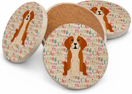 Vista 135 de Abyssinian Sand Terrier Merry Christmas - Posavasos grandes de piedra arenisca (4 unidades)