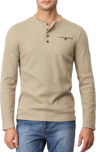 Vista 7 de H2H Chaqueta casual ajustada para hombre, cárdigans de manga larga, térmica Cmttl045-beige