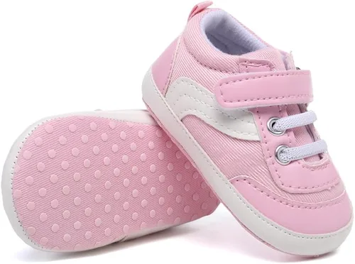 Vista 3 de Tenis de lona para bebés niños y niñas, suela suave, antideslizantes, ligeros, para recién nacidos, para primeros pasos, para cuna de 0 a 18 meses