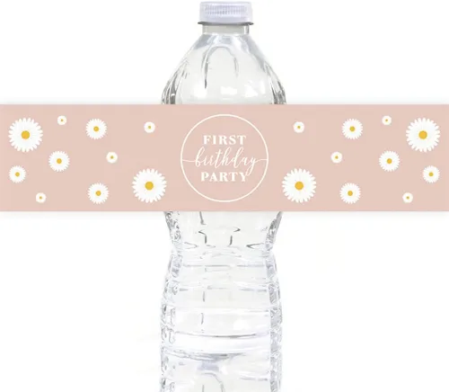 Vista 22 de Andaz Press Etiquetas impermeables para botellas de agua de primer cumpleaños con diseño de arco iris bohemio, envolturas brillantes para botellas