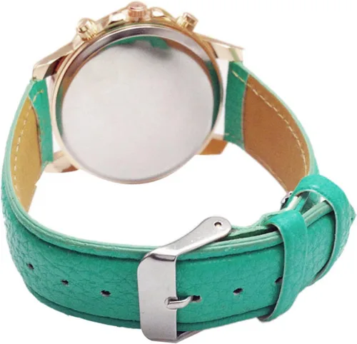 Vista 3 de Reloj de pulsera de cuarzo de cuero con diamantes de imitación para mujer