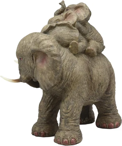 Vista 5 de Ebros - Estatua de elefante de vida silvestre y 2 terneros a cuestas, 10.5 pulgadas de alto, resina de safari, elefantes, escultura familiar