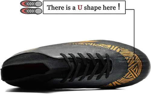 Vista 2 de YANGTAOZI Tacos de fútbol para hombre, zapatos de fútbol profesionales con punta alta, para interiores y exteriores, tacos de fútbol transpirables