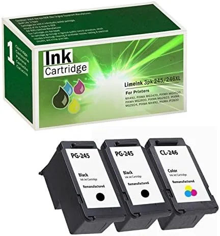 Vista 2 de Limeink 5 cartuchos de tinta remanufacturados de repuesto para 245xl Cartucho de tinta para Canon Ink 245 y 246 para Canon MG2522 Cartuchos de tinta