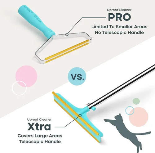 Vista 8 de Uproot Cleaner Xtra Herramienta de Eliminación de Pelo de Mascotas Reutilizable: Rastrillo de Alfombras con Mango Telescópico de 152 cm - Tan