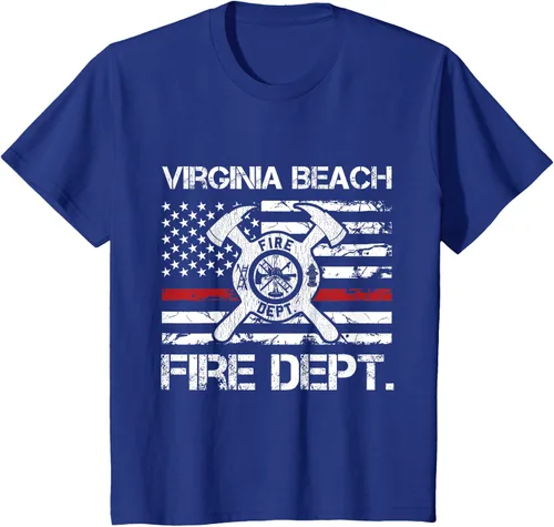 Vista 13 de Virginia Beach Virginia Fire Department - Camiseta delgada de línea roja, Negro