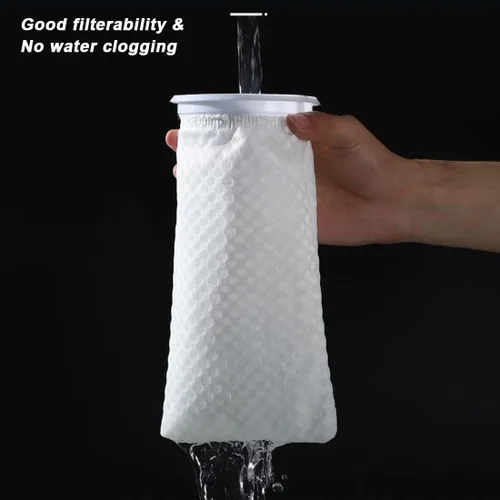 Vista 6 de 2 calcetines de filtro de panal de 4 pulgadas con anillo de 150 micras, diseño de panal 3D, bolsas de filtro de fieltro para acuario acuario de agua