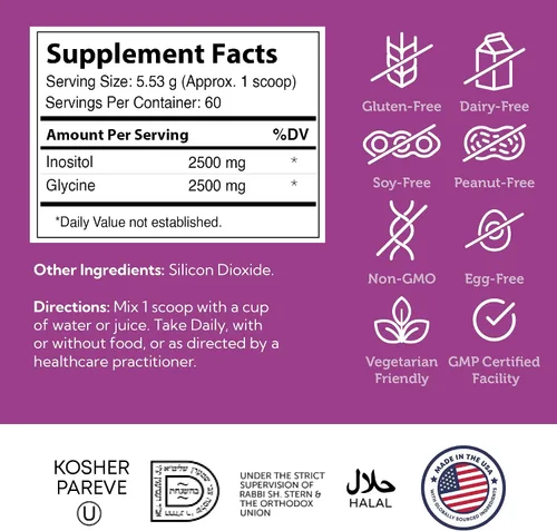 Vista 5 de Zahler Inositol Powder - Mentalidad saludable y apoyo del sistema nervioso para mujeres - Inositol y glicina para apoyar la función hepática