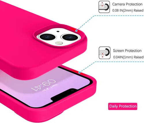 Vista 5 de BENTOBEN Funda para iPhone 14 Plus, ajuste delgado, de silicona líquida, de goma suave, antiarañazos, a prueba de golpes, con forro de microfibra