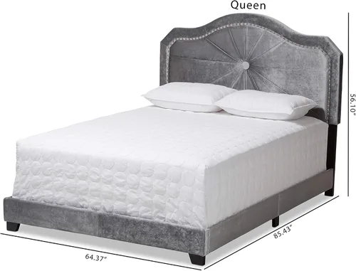 Vista 8 de Baxton Studio Camas (se requiere somier), Queen, gris