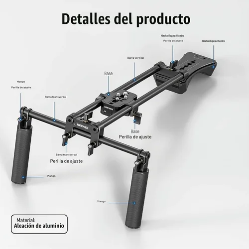 Vista 2 de NEEWER SR004 - Kit universal de aparejo de hombro de 16 pulgadas/40 cm Sistema de soporte estabilizador de cámara para videocámara DSLR