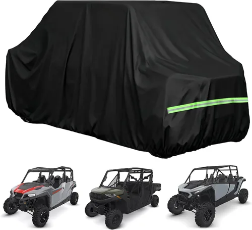 Vista 11 de Funda para UTV de 2 a 3 plazas, 600D resistente, 126 x 70 x 75 pulgadas Waterproof, Windproof, UV Resistant, Reflective Strips, Compatible with