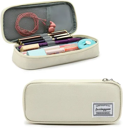 Vista 8 de FUXINGYAO Estuche para lápices, bolsa para lápices multicompartimento, bolsa portátil para lápices (2101-big-BK)