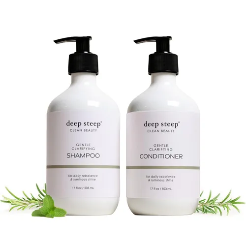 Vista 10 de Deep Steep Curl Defining Shampoo & Conditioner, 17 oz – Champú hidratante con manteca de karité, aloe vera, proteína de arroz, aceite de menta – Sin