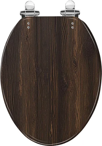 Vista 16 de Asiento de inodoro alargado con textura de tablón de madera blanca envejecida, asiento de inodoro de resina con encanto rústico con bisagras