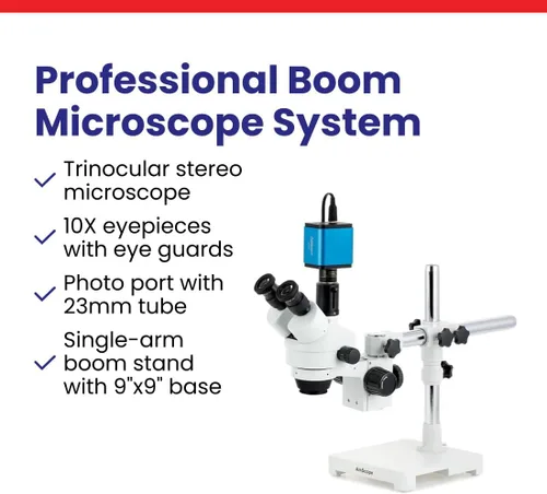 Vista 7 de AmScope SM-3T microscopio estéreo trinocular profesional con zoom estereoscópico SM-3T con control simultáneo de enfoque, oculares WH10x, aumento