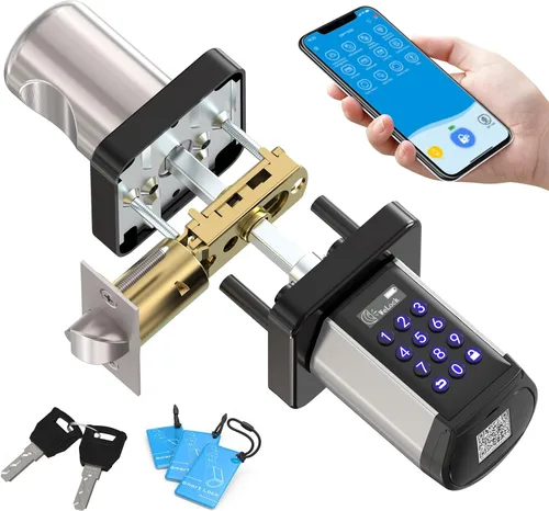 Vista 11 de WELOCK Cerradura Inteligente WiFi para Puerta, Perilla de Entrada sin Llave 5 en 1 con Seguridad de Bloqueo Automático, Control de Aplicación