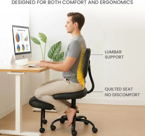 Vista 3 de Silla de oficina con patas cruzadas, silla de yoga para meditación, TDAH para adultos con soporte ergonómico para espalda, asiento acolchado