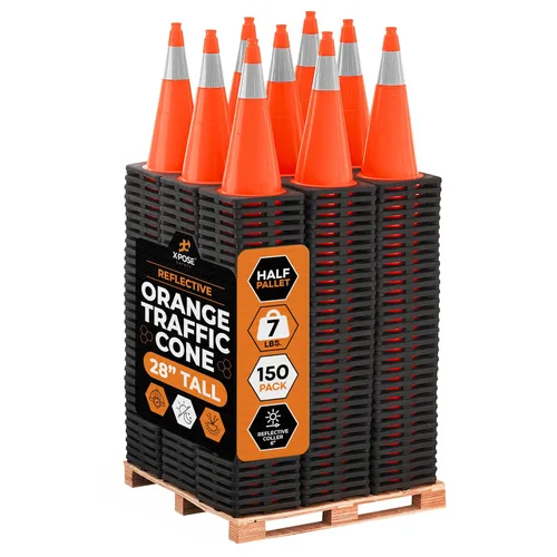 Vista 42 de Xpose Safety Conos de tráfico naranjas de 12 pulgadas con collar de 4 pulgadas, 1 paquete de conos de seguridad de plástico PVC multiusos