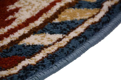 Vista 6 de Nevita Collection Southwestern Native American Design Area Alfombra geométrica (azul, 5'3" redondo)