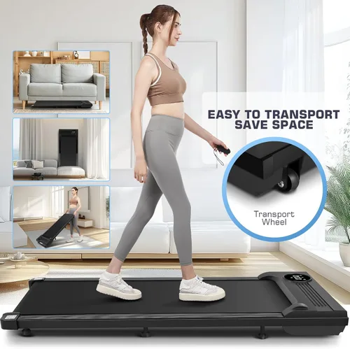 Vista 7 de ANCHEER Walking Pad 3.0HP Under Desk Treadmill 300lbs Weight Capacity with Remote Control, Compact Electric Treadmills for Home/Gym/Office with LED