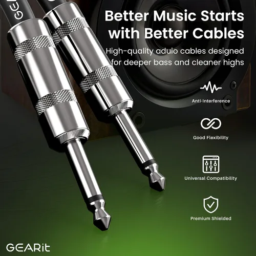 Vista 5 de GEARit Cable de altavoz profesional (6 pies), cobre puro 12 AWG, de 1/4 de pulgada a 1/4 de pulgada, TS recto macho a macho para amplificador