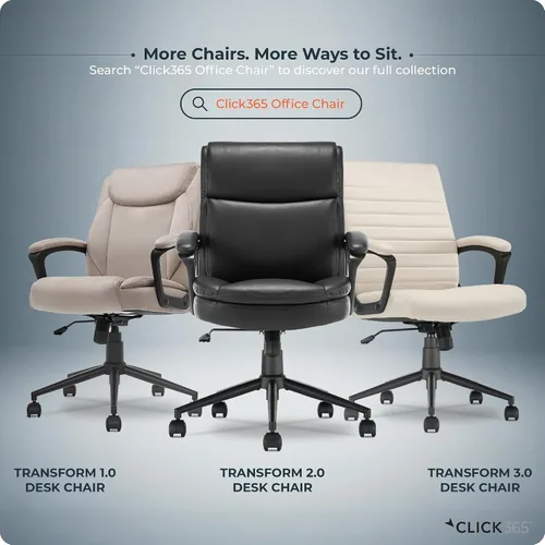 Vista 8 de Click365 Transform 2.0 Silla de oficina ergonómica, silla de escritorio con respaldo medio con brazos acolchados, soporte lumbar, altura ajustable