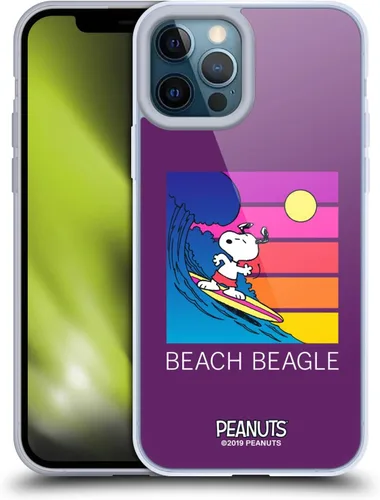 Vista 102 de Head Case Designs Funda de gel suave con licencia oficial de Peanuts Tropical Surf Snoopy Aloha Disco compatible con Apple iPhone 13 Mini Surf