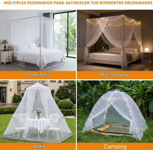 Vista 3 de Tebery Toldo de cama para cama tamaño King, red de pantalla extra grande con bolsa de transporte, kit de 2 aberturas para colgar