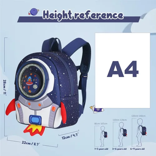 Vista 3 de yisibo Mochila para niños con correa de seguridad, mochila antipérdida para niños y niñas