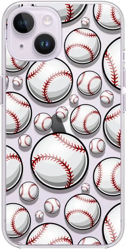 Vista 5 de Blingy's Funda para iPhone 14, divertido diseño deportivo de béisbol, funda protectora transparente de TPU suave de 6.1 pulgadas (estilo béisbol)
