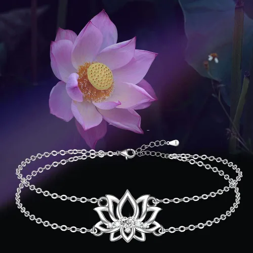 Vista 5 de Chakra Anklets Pineapple Lotus Flower Flamingo Ankle Bracelet Sea Turtle for Women 925 Sterling Silver Jewelry Birthday Gifts