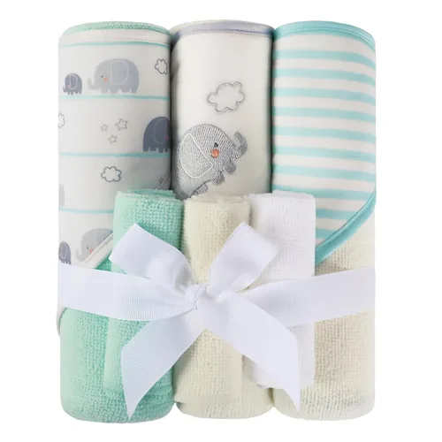 Vista 8 de Softan Juego de 6 toallas y paños con capucha para bebé, 28 x 28 pulgadas, ultra suaves y absorbentes, para recién nacidos, niños y niñas