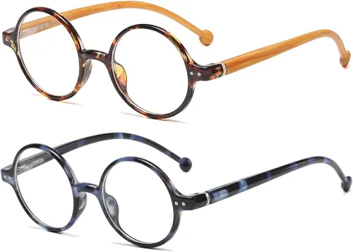 Vista 11 de JOVAKIT Lentes de bloqueo de luz azul redondos retro para mujeres y hombres, estilo literario vintage, sin receta