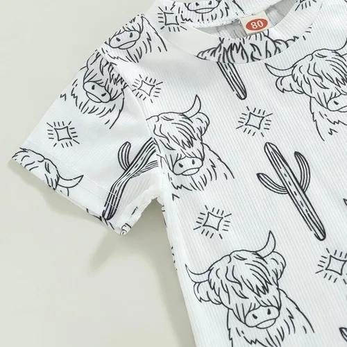 Vista 5 de KOSUSANILL Traje de verano de una pieza para bebé y niña, ropa de manga corta para vacacactus