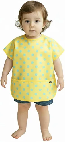 Vista 20 de Plie Short Sleeve Waterproof Bib for Toddlers – Easy Clean Feeding Apron for Mealtime, Daycare, Self-Feeding, Lightweight